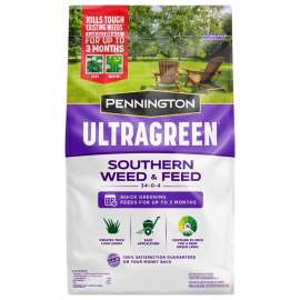 Pennington 100536602 Southern Weed and Feed, 12.5 lb Resealable Pack, Granular, 34-0-4 N-P-K Ratio