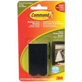 Command 17201BLK Picture Hanging Strip, 12 lb, Foam, Black
