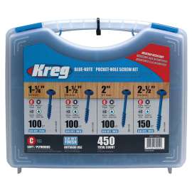 Kreg Blue-Kote SK03B Pocket-Hole Screw Kit, Zinc, 450-Piece