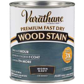 VARATHANE 297428 Wood Stain, Worn Navy, Liquid, 1 qt, Can