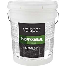 Valspar 045.0012900.008 Exterior House Paint, Semi-Gloss, White, 5 gal Pail