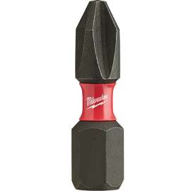 Milwaukee SHOCKWAVE 48-32-4712 Insert Bit, #2 Drive, Phillips Drive, 1/4 in Shank, Hex Shank, 1 in L, Steel