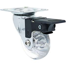 Shepherd Hardware 6279 Swivel Caster, 2 in Dia Wheel, Polyurethane Wheel, Clear, 110 lb