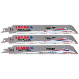Lenox 2058829 Reciprocating Saw Blade, 1 in W, 9 in L, 8 TPI, Carbide Cutting Edge