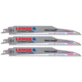 Lenox 2059102 Reciprocating Saw Blade, 1 in W, 9 in L, 6 TPI, Carbide Cutting Edge