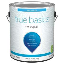 Valspar True Basics 24530 Series 080.0024501.007 Interior Paint, Flat Sheen, Pastel, 1 gal, 400 sq-ft Coverage Area