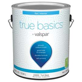 Valspar True Basics 080.0024502.007 Interior Paint, Flat, Tint Base, 1 gal