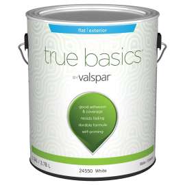 Valspar TRUE Basics 24550 Series 080.0024550.007 Exterior Paint, Flat, White, 1 gal