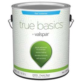 Valspar TRUE Basics 24550 Series 080.0024551.007 Exterior Paint, Flat, Pastel Base, 1 gal