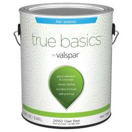 Valspar TRUE Basics 24550 Series 080.0024553.007 Exterior Paint, Flat, Clear Base, 1 gal