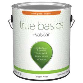 Valspar TRUE Basics 24580 Series 080.0024580.007 Exterior Paint, Semi-Gloss, White, 1 gal