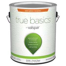 Valspar TRUE Basics 24580 Series 080.0024581.007 Exterior Paint, Semi-Gloss, Pastel Base, 1 gal