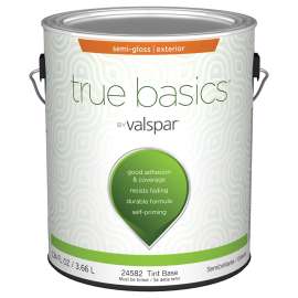 Valspar TRUE Basics 24580 Series 080.0024582.007 Exterior Paint, Semi-Gloss, Tint Base, 1 gal