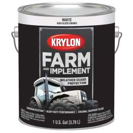 Krylon K01963000 Farm and Implement Paint, Gloss, White, 1 gal