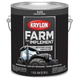 Krylon K01965000 Farm and Implement Paint, Low-Gloss, Black, 1 gal