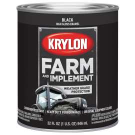 Krylon K02020000 Farm and Implement Paint, Gloss, Black, 1 qt