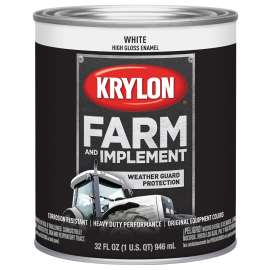 Krylon K02021000 Farm and Implement Paint, Gloss, White, 1 qt