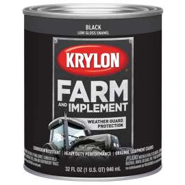 Krylon K02022000 Farm and Implement Paint, Low-Gloss, Black, 1 qt