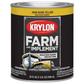 Krylon K02025000 Farm and Implement Paint, High-Gloss, John Deere Yellow, 1 qt
