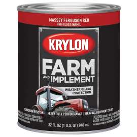 Krylon K02026000 Farm and Implement Paint, High-Gloss, Massey Ferguson Red, 1 qt