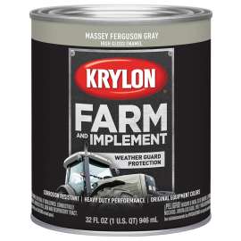 Krylon K02031000 Farm and Implement Paint, High-Gloss, Massey Ferguson Gray, 1 qt