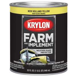 Krylon K02032000 Farm and Implement Paint, High-Gloss, New Holland Yellow, 1 qt