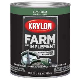 Krylon K02036000 Farm and Implement Paint, High-Gloss, Oliver Green, 1 qt