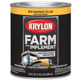 Krylon K02037000 Farm and Implement Paint, High-Gloss, New Equipment Cat Yellow, 1 qt
