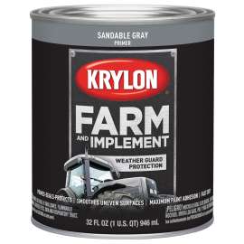 Krylon K02039000 Farm and Implement Primer, Sandable Gray Primer, 1 qt