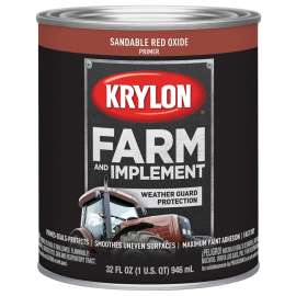 Krylon K02040000 Farm and Implement Primer, Sandable Red Oxide Primer, 1 qt