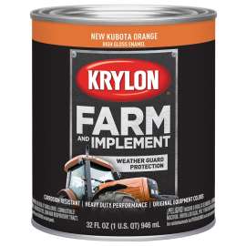 Krylon K02043000 Farm and Implement Paint, High-Gloss, New Kubota Orange, 1 qt
