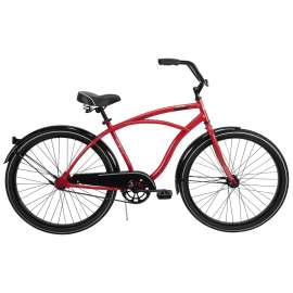 Huffy 66629 Men's Cruiser Bicycle, Mens, Steel Frame, Rear Coaster Brake, 26 in Dia Wheel, Crimson