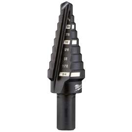Milwaukee 48-89-9203 #3 Step Drill Bit, 1/4 to 3/4 in Dia, 2-37/64 in OAL, Straight Flute, 2-Flute