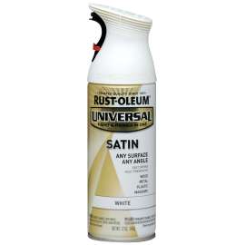 RUST-OLEUM UNIVERSAL 245210 Satin Spray Paint, Satin, White, 12 oz, Aerosol Can