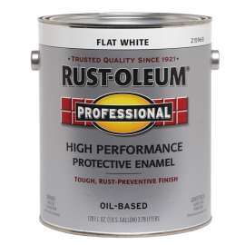 RUST-OLEUM PROFESSIONAL 215968 Protective Enamel, Flat, White, 1 gal Can