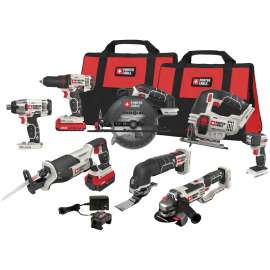 PORTER-CABLE PCCK619L8 Combination Kit, Battery Included, 20 V, 8-Tool, Lithium-Ion Battery