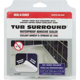 RCR Seal-A-Crack SC20011 Tub Surround, 1-1/2 in Dia, 11 ft L, White