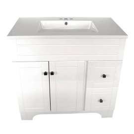 Luxo Marble Mirano Series KIT MIRANO 3722 W Combination Vanity, MDF, White, 1-Sink, Marble Sink, White Sink