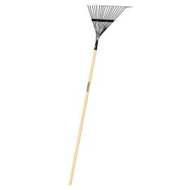 Landscapers Select 34588 Lawn/Leaf Rake, Steel Tine, 18-Tine, Hardwood Handle, 48 in L Handle