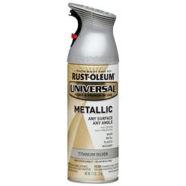 RUST-OLEUM UNIVERSAL 245220 Metallic Spray Paint, Metallic, Titanium Silver, 11 oz, Aerosol Can
