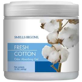 SMELLS BEGONE 50816 Odor Absorbing Gel, 15 oz Jar, Fresh Cotton, 450 sq-ft Coverage Area, 90 days-Day Freshness