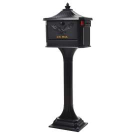 Gibraltar Mailboxes PED0000B Mailbox Post Combo, 1250 cu-in Mailbox, Aluminum Mailbox, Black