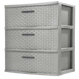 Sterilite Weave 25306A01 Drawer Unit, 3-Drawer, Plastic, 21-7/8 in OAW, 24 in OAH, 15-7/8 in OAD