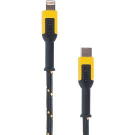 DeWALT 131 1357 DW2 Charger Cable, iOS, USB-C, Kevlar Fiber Sheath, Black/Yellow Sheath, 4 ft L