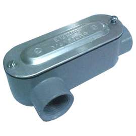 BWF 101-CGV Conduit Body, 2 -Hub, 3/4 in Hub, Threaded, Aluminum, Gray