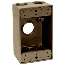 TEDDICO/BWF 1753AB-1 Outlet Box, 1 -Gang, 3 -Knockout, 3-3/4 in Knockout, Metal, Bronze, Powder-Coated