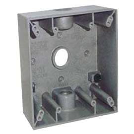 TEDDICO/BWF 2503-1 Outlet Box, 2 -Gang, 3 -Knockout, 3-1/2 in Knockout, Metal, Gray, Powder-Coated