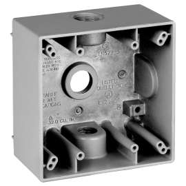 TEDDICO/BWF 2504-1 Outlet Box, 2 -Gang, 4 -Knockout, 4-1/2 in Knockout, Metal, Gray, Powder-Coated