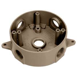 TEDDICO/BWF 3505AB-1 Outlet Box, 5 -Knockout, 5-1/2 in Knockout, Metal, Bronze, Powder-Coated