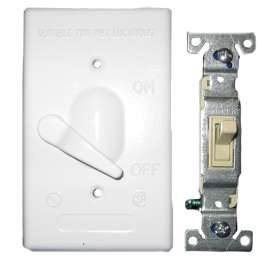 BWF 611W-1 Toggle Switch Cover, 4-9/16 in L, 2-13/16 in W, Metal, White, Powder-Coated